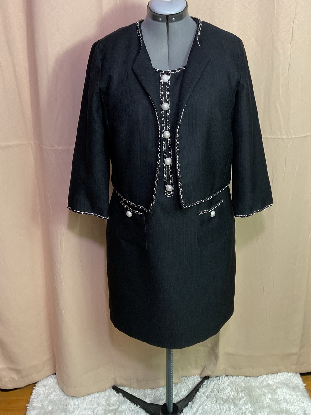 Karl Lagerfeld Paris Two Piece Black Jacket With Matching Sheath Dress